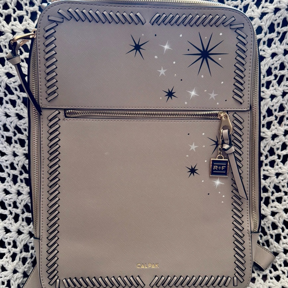 Calpak Beige Star-Patterned Backpack - image 1